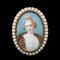 Victorian Pearl & Yellow Gold Antique Portrait Miniature Brooch - J29650