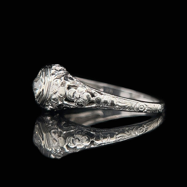 Art Deco .31ct. Diamond & 18K White Gold Antique Engagement - Fashion Ring- J34132