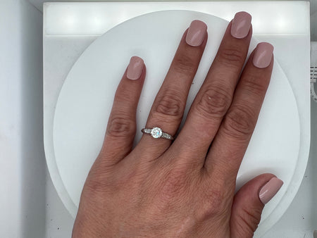 Art Deco .67ct. Diamond & Platinum Antique Engagement Ring - J34179