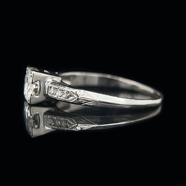 Art Deco .50ct. Diamond & Platinum Antique Engagement Ring - J35597