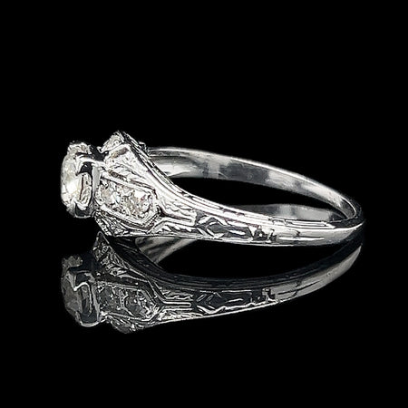 Art Deco .35ct. Diamond & Platinum Antique Engagement - Fashion Ring  - J36952