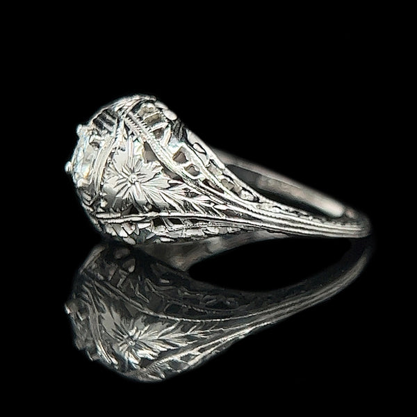Edwardian .20ct. Diamond Antique Engagement - Fashion Ring 18K White Gold - J37831