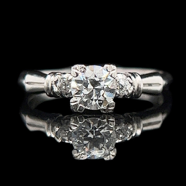 .50ct. Diamond & Platinum Vintage Engagement - Fashion Ring - J37832