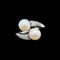 Art Deco Akoya 7mm-7.1mm Pearl & Diamond Bypass Antique Fashion Ring White Gold - J37888