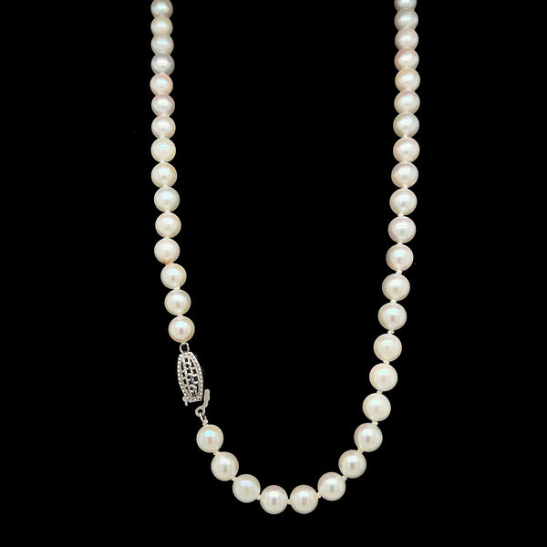 Vintage 5mm Akoya Cultured Pearl Necklace White Gold - J38088
