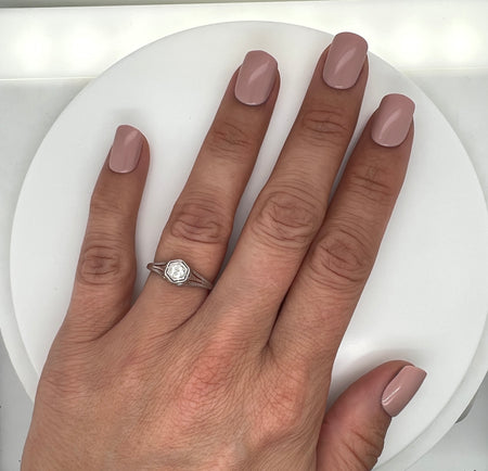 Edwardian .16ct. Diamond Antique Engagement - Fashion Ring 18K White Gold Belais - J39159