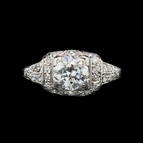 Art Deco 1.62ct. T.W. Diamond & Platinum Antique Engagement - Fashion Ring- J40146