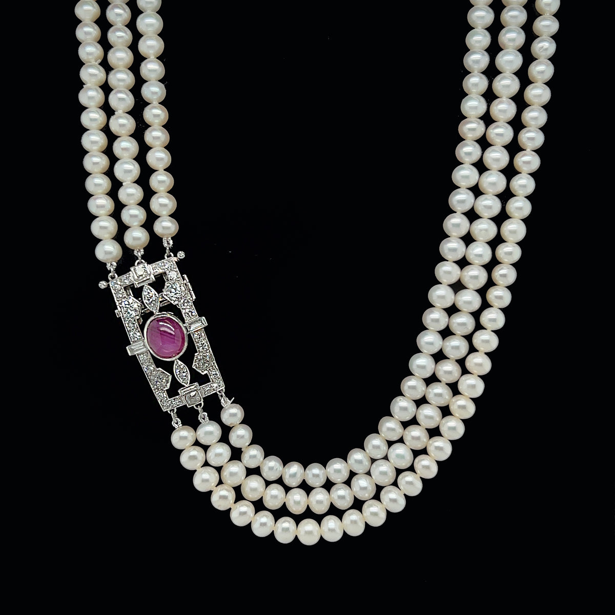 1950's Estate Double Strand Cultured Pearl & Diamond Clasp Wedding - Ruby  Lane