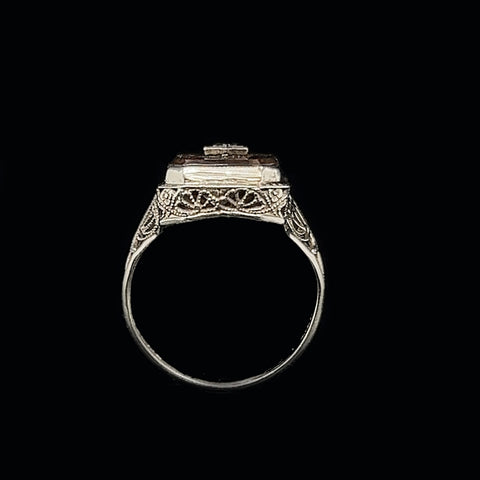 Edwardian 7.00ct. Citrine Antique Wedding - Fashion Ring Belais White Gold - J40202