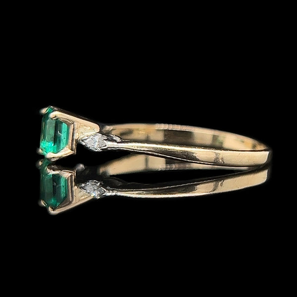 .65ct. Emerald & Diamond Estate Engagement - Fashion Ring Yellow & White Gold - J40246