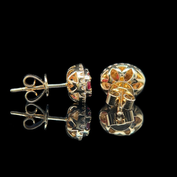 .61ct. T.W. Ruby & .16ct. T.W. Diamond Estate Earrings 18K Yellow Gold - J40258