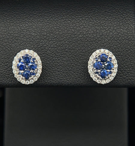 .59ct. T.W. Sapphire & .16ct. T.W. Diamond Estate Earrings 18K White Gold - J40272
