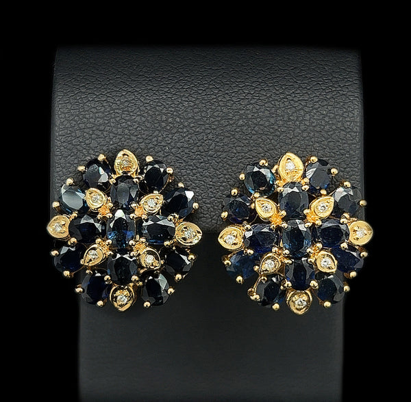 5.00ct T.W. Sapphire & Diamond Vintage Earrings Yellow Gold - J42305