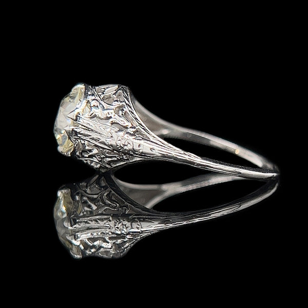 Art Deco 1.67ct. Diamond Antique Engagement - Fashion Ring 18K White Gold - J42358
