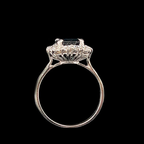 3.00ct. Sapphire & .75ct. T.W. Diamond Vintage Engagement - Fashion Ring White Gold - J42381