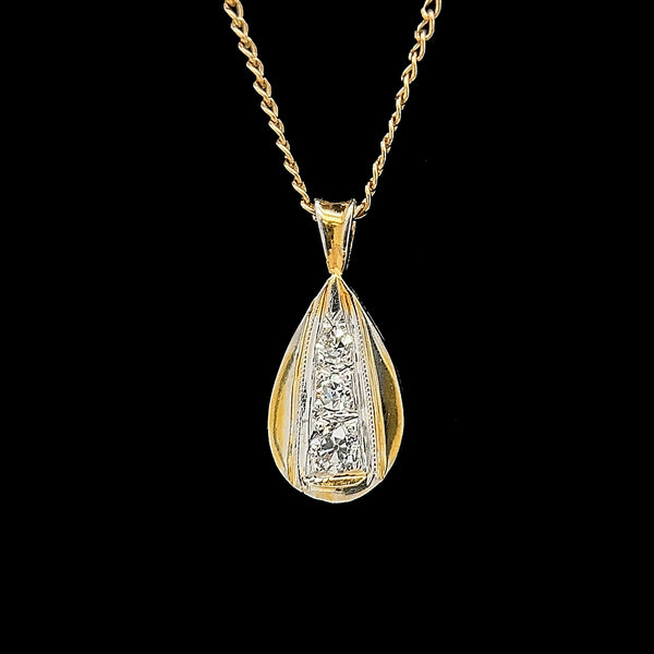 .12ct. T.W. Diamond Vintage Necklace Yellow & White Gold - J42391