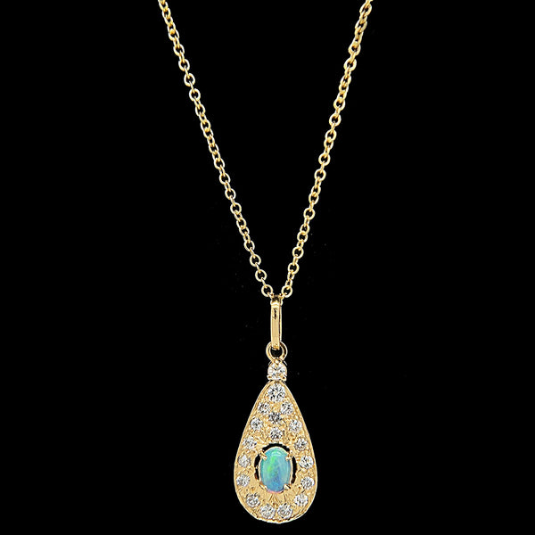 .10ct. Opal & .40ct. T.W. Diamond Estate Necklace Yellow Gold - J42397