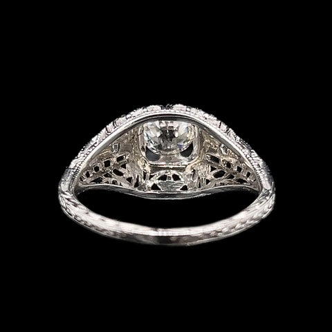 Art Deco .65ct. Diamond Antique Engagement - Wedding - Fashion Ring 18K White Gold - J42399