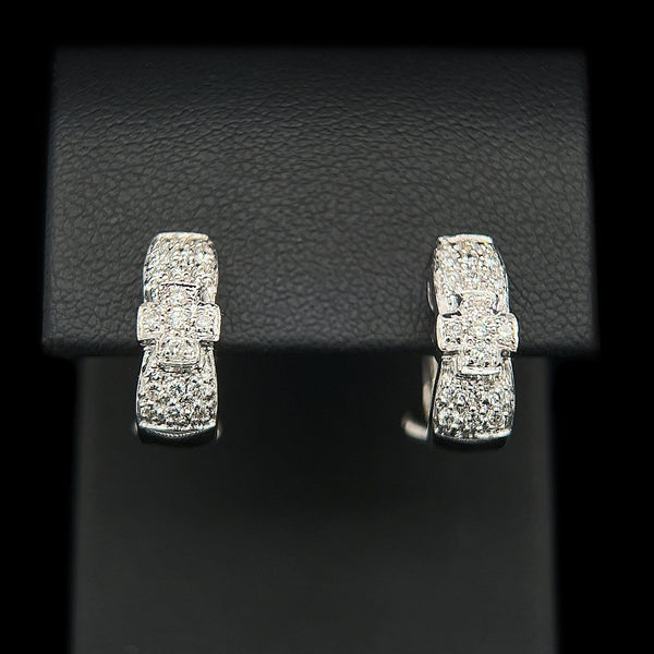.50ct. T.W. Diamond Vintage Earrings 18K White Gold - J42408