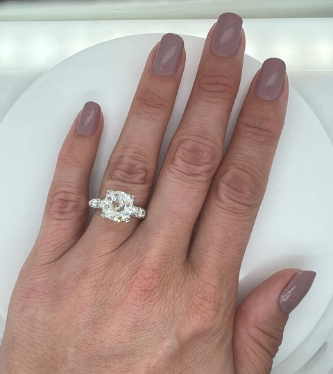 4.20ct. Diamond Vintage Engagement - Fashion Ring White Gold - J42419