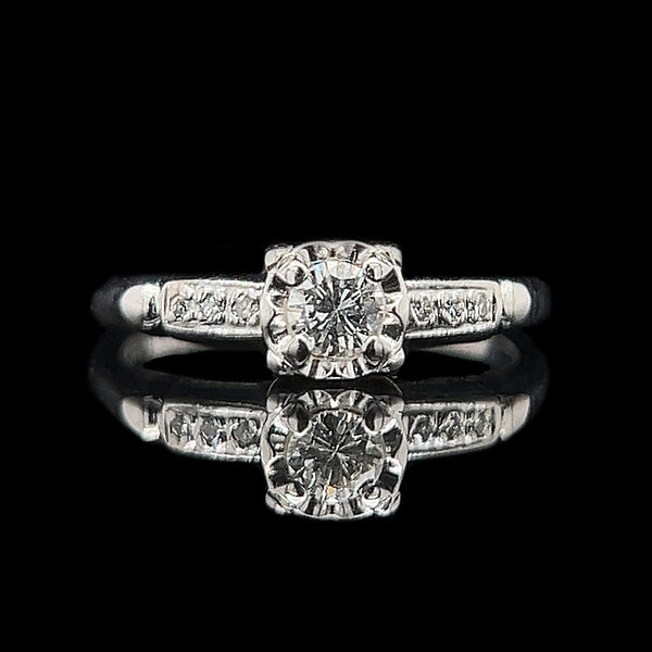 .17ct. Diamond Vintage Engagement Ring White Gold - J42432
