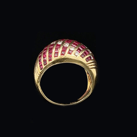 2.00ct. Apx. T.W. Ruby & Diamond Estate Engagement - Fashion Ring 18K Yellow Gold - J37335