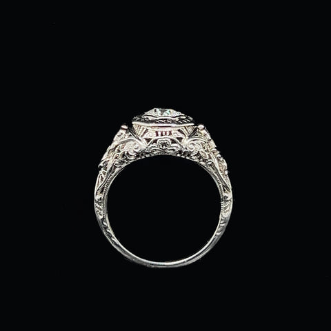 Edwardian .40ct. Diamond Antique Engagement - Fashion Ring 18K White Gold - J39259