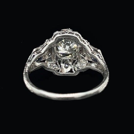 Art Deco 1.10ct. Diamond & Sapphire Antique Engagement - Fashion Ring Platinum - J39290