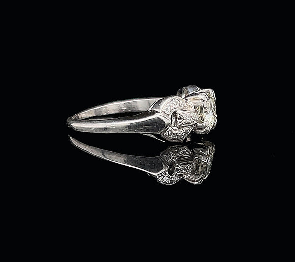 Art Deco, Antique, Vintage, Engagement Ring, Wedding Ring, Diamond, 18K White Gold