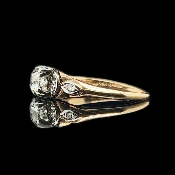 .50ct. Diamond Vintage Engagement - Fashion Ring 18K White Gold & Yellow Gold Jabel - J39410