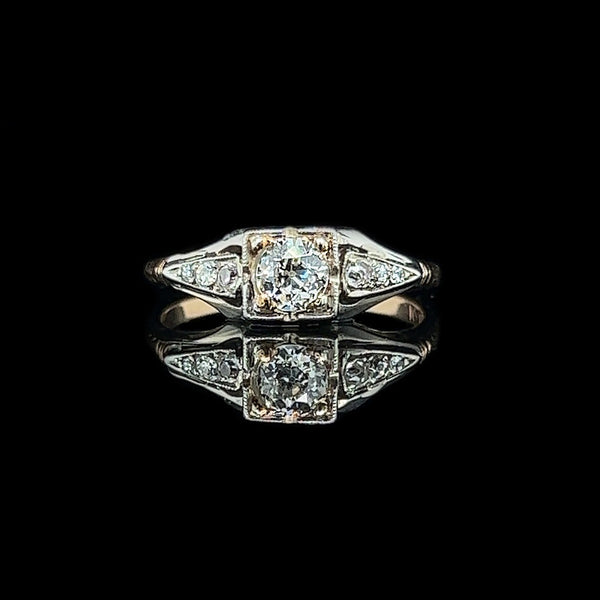 Art Deco. Antique, Vintage, Engagement Ring, Wedding Ring, Diamond, 18K White Gold, 14K Yellow Gold 