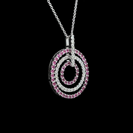Estate, Necklace, Pink Sapphire, Diamond, 18K White Gold 
