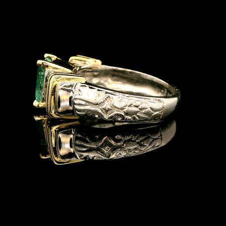 1.40ct. Emerald & Diamond Vintage Engagement - Fashion Ring Platinum 18K Yellow Gold - J39907C