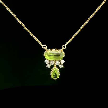 4.45ct. T.W. Peridot & .33ct. T.W. Diamond Estate Necklace 18K Yellow Gold - J42821