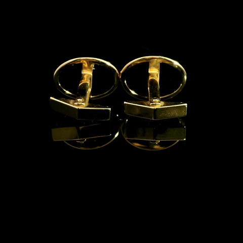 Mother of Pearl & Onyx Estate Cufflinks Yellow Gold - J42964