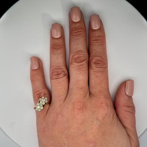 .25ct. T.W. Opal & .20ct. T.W. Diamond Vintage Fashion Ring Yellow Gold - J42934