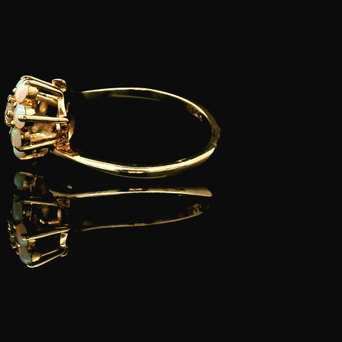 .25ct. T.W. Opal & .20ct. T.W. Diamond Vintage Fashion Ring Yellow Gold - J42934