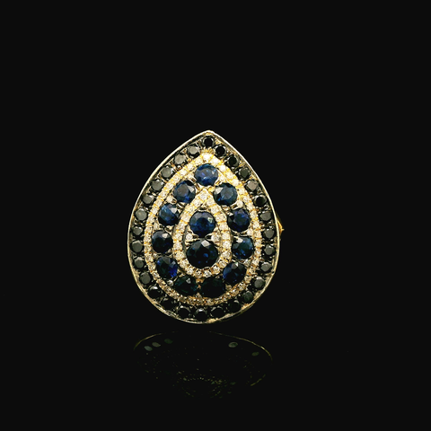 1.00ct. T.W. Sapphire & Diamond Yellow Gold Estate Fashion Ring - J42958