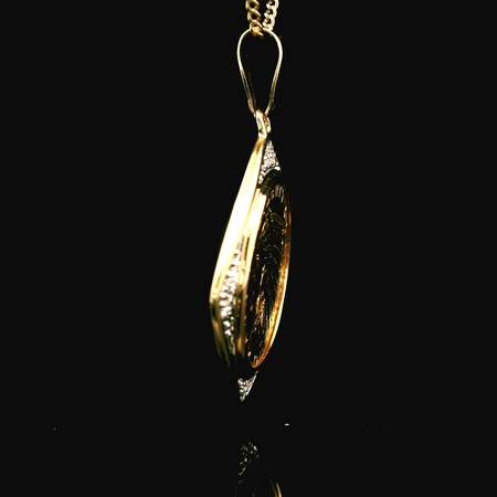 Five Dollar Gold Coin & .08ct. T.W. Diamond Estate Necklace Yellow & White Gold - J42960