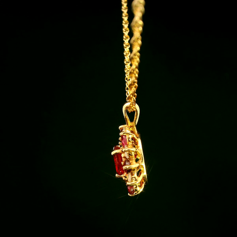 1.60ct. T.W. Ruby & Diamond Estate Necklace 14K Yellow Gold - J42977