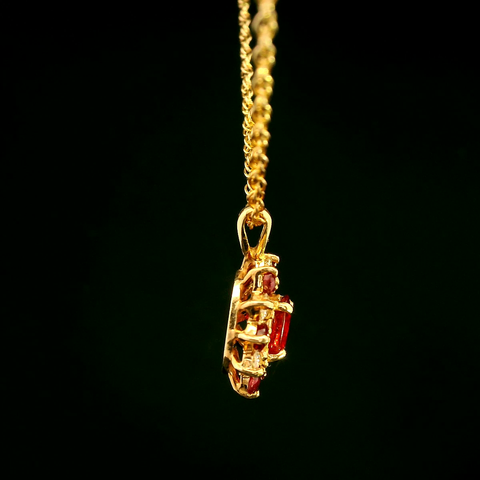 1.60ct. T.W. Ruby & Diamond Estate Necklace 14K Yellow Gold - J42977