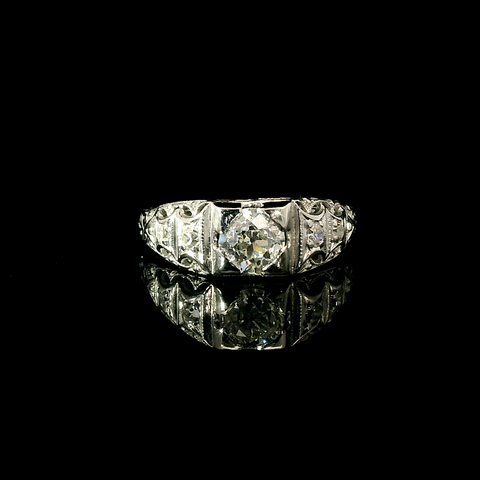 .50ct. Diamond Antique Engagement - Fashion Ring Platinum - J42937