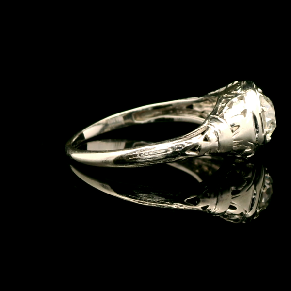 Art Deco .52ct. Diamond Antique Engagement - Fashion Ring 18K White Gold - J42982