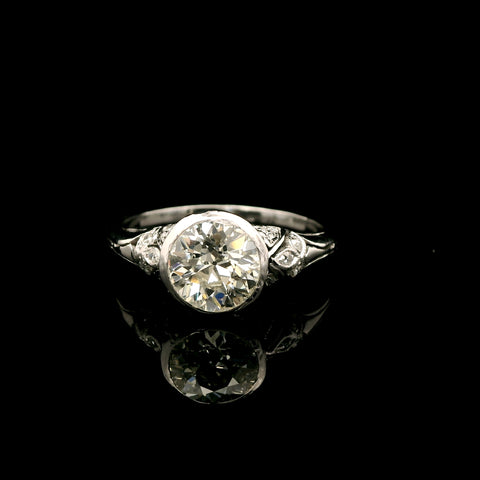 Edwardian 1.14ct. Diamond Antique Engagement - Fashion Ring Platinum - J42814