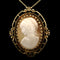Art Deco Shell Cameo Yellow Gold Antique Brooch - Necklace - J43003