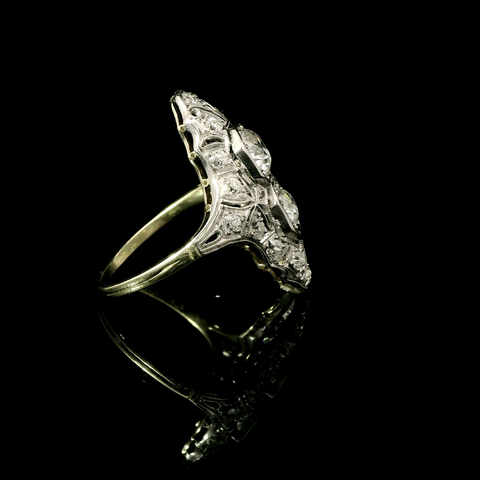 2.38ct. T.W. Diamond Antique Edwardian Wedding - Fashion Ring Platinum and Yellow Gold - J43026