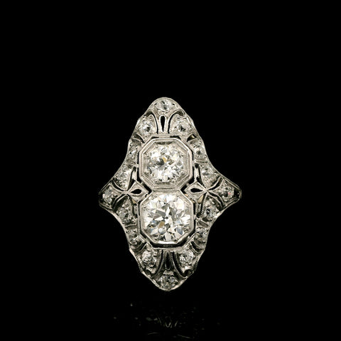 2.38ct. T.W. Diamond Antique Edwardian Wedding - Fashion Ring Platinum and Yellow Gold - J43026