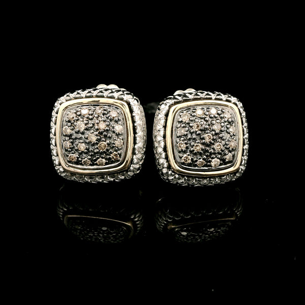 .20ct. T.W. Diamond Estate Earrings Sterling & Yellow Gold - J43066