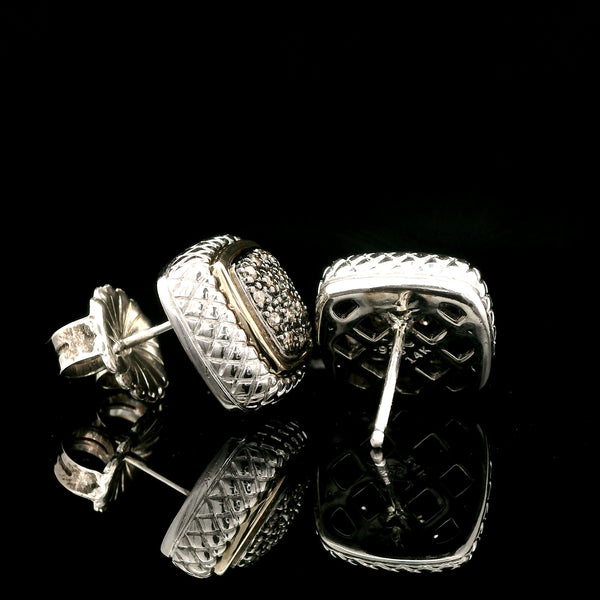 .20ct. T.W. Diamond Estate Earrings Sterling & Yellow Gold - J43066