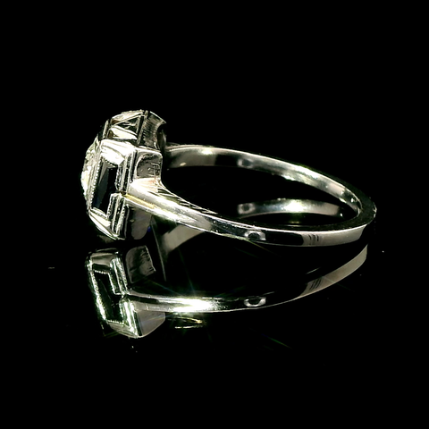 Art Deco .25ct. Diamond & .20ct. T.W. Sapphire Antique Engagement - Fashion Ring - J43072